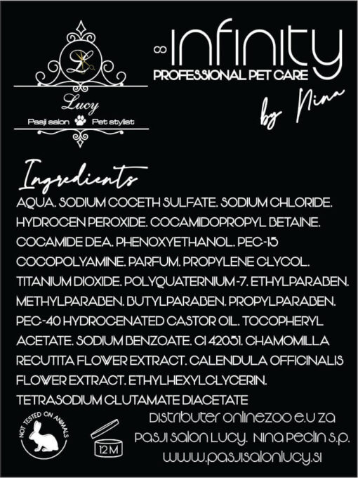ŠAMPON ZA BELO DLAKO PSOV INFINITY professional pet care by Nina - slika 2