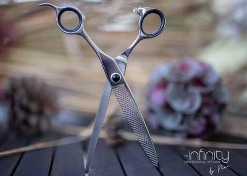INFINITY professional pet care by Nina profesionalne škarje za redčenje dlake - enostranske efilirke dolžine 18 cm - slika 3