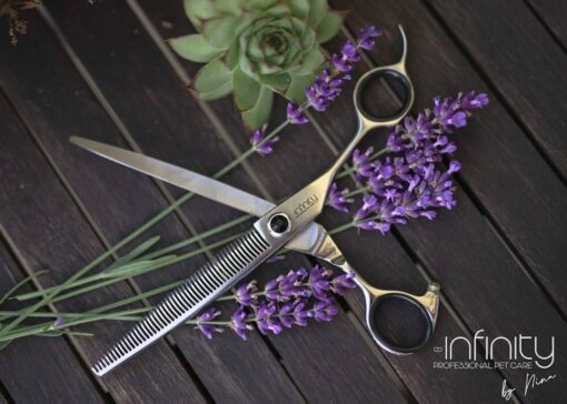 INFINITY professional pet care by Nina profesionalne škarje za redčenje dlake - enostranske efilirke dolžine 18 cm - slika 4